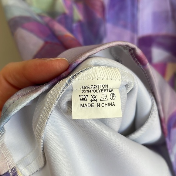 HERE COMES THE SUN | Purple watercolour geometric skater dress - Picture 7 of 8